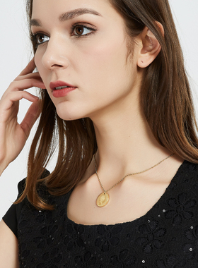 迪奥欧美风硬币伊丽莎白毛衣链