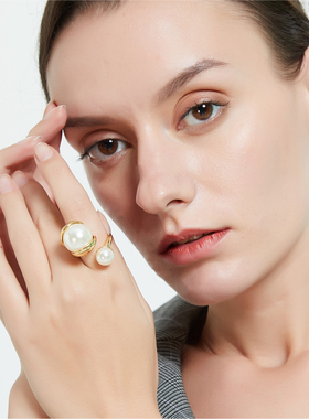 奥米迪奥珍珠戒指女日韩网红气质