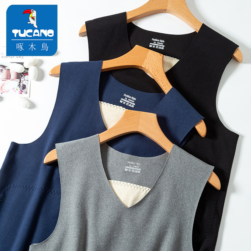 啄木鸟无痕保暖背心男加绒德内衣自打底发热上衣马甲内穿坎肩冬季,淘宝优惠券,粉丝福利购,淘宝优惠卷