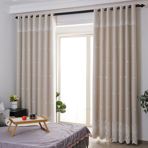 窗帘遮光现代简约田园风双层卧室飘窗纯色温馨大气客厅成品窗帘布 - 图1