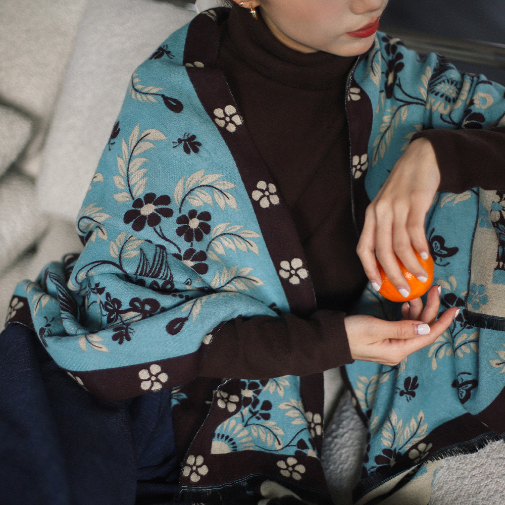 春熙｜文物花型~仿羊绒国风披肩汉服配饰秋冬围巾保暖杉水集原创 - 图3