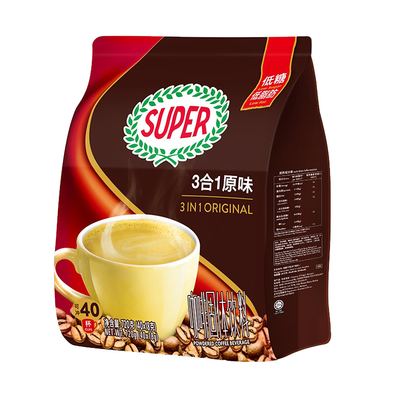 马来西亚进口SUPER超级咖啡原味速溶特浓低脂肪低糖条装黑咖啡粉 - 图3