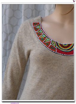 Spring pullover ແບບຄໍຮອບຕ່ໍາ beaded slim wool ແຂນຍາວ sweater sweater commuting retro ຊົນເຜົ່າແສງສະຫວ່າງ khaki