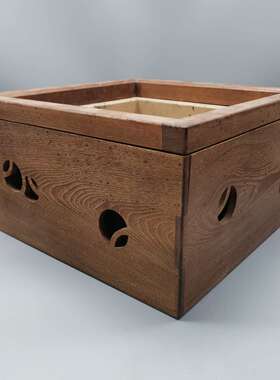 日本产原木方形老火钵一个，高23厘米，长宽43厘米，结实耐用。