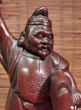 日本秀山作铜制惠比须寿摆件，重2.3公斤，高45.5厘米，宽29厘米