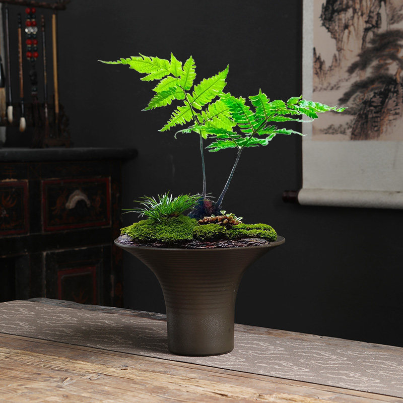 简约禅意陶瓷盆景花器现代大号高脚苔藓蕨类绿植文竹兰花水培花盆,淘宝优惠券,粉丝福利购,淘宝优惠卷