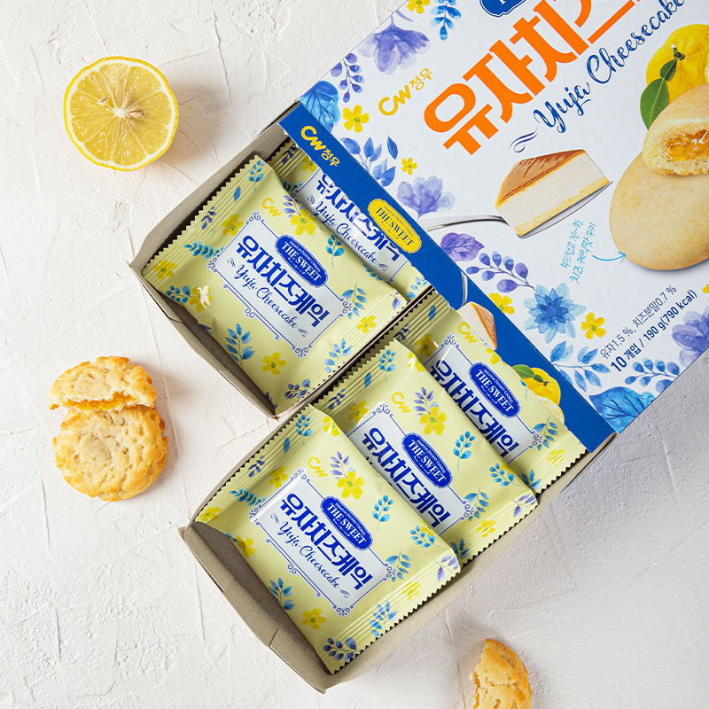 韩国进口CW青佑柚子奶酪味夹心饼干软曲奇办公室休闲食品零食小吃 - 图2