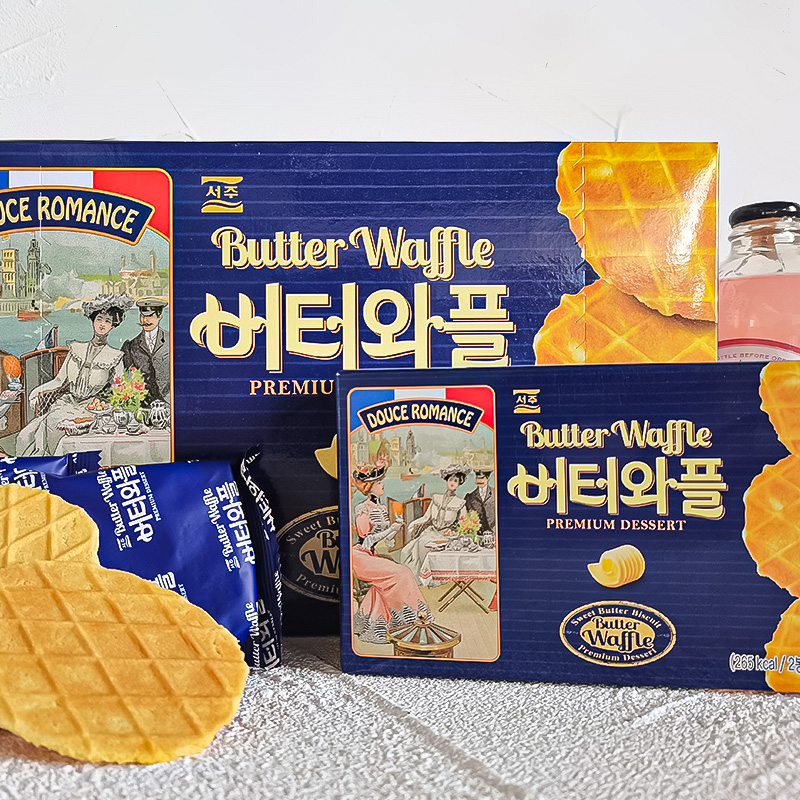 韩国进口SEOJU西洲黄油华夫饼干55g/146g薄脆瓦夫休闲食品小零食 - 图0