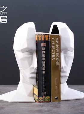 轻奢抽象软装配饰办公室书柜整理