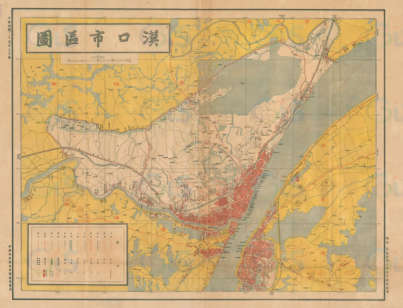 【舆图】1936年汉口市区图 湖北省武汉老地图高清电子图片素材jpg - 图0