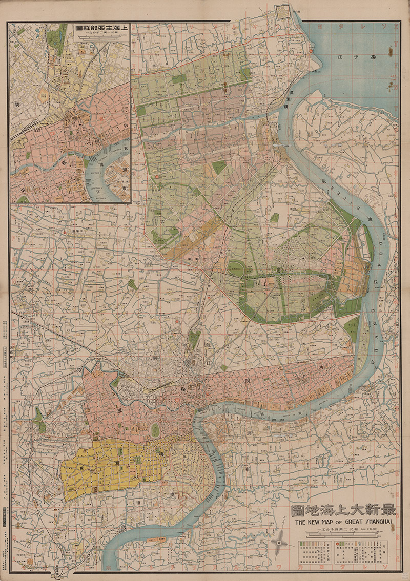 1943年新大上海老地图电子版码头街道日本侵华史料地图高清图片 - 图0