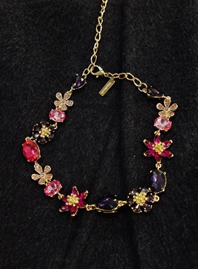 彩色花朵水钻项链ST413