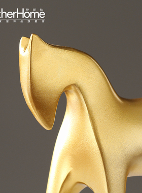 北欧风金色动物树脂样板间小摆件