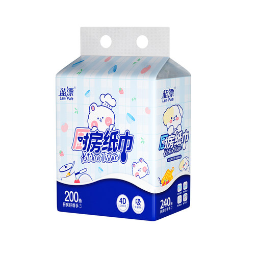 蓝漂400张悬挂式厨房纸巾底部抽取式吸油吸水纸加厚厨房专用抽纸 - 图3