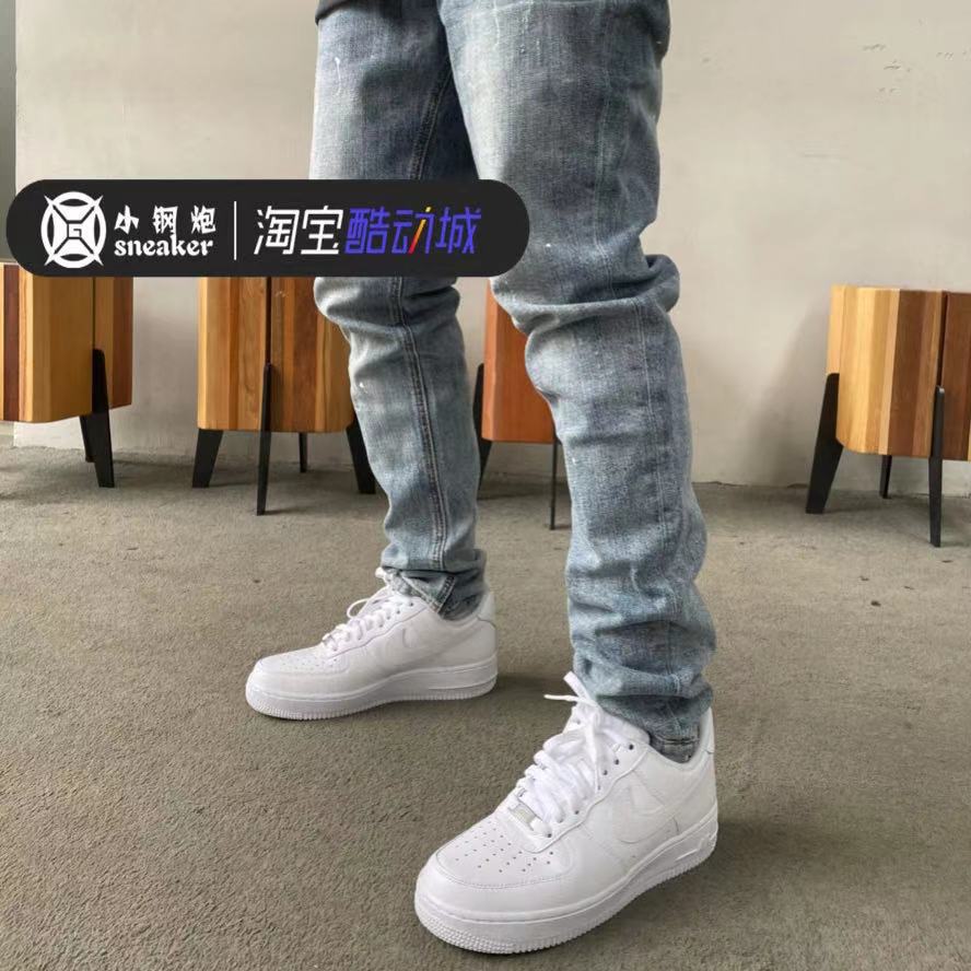 Nike Air Force 1AF1纯白 全白黑武士空军低帮经典板鞋CW2288-111 - 图0