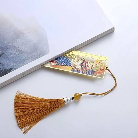 中国风金属彩印书签流苏尺子北京旅游纪念品中高考毕业礼物刻logo