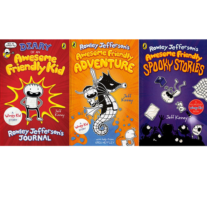 预售 英文原版 Diary of a Wimpy Kid Diary of an Awesome Friendly 3册合售 小屁孩日记番外 - 图0
