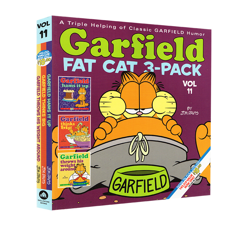加菲猫英文原版漫画 合集 39个故事三合一 Garfield Fat Cat 3 Pack 经典趣味幽默漫画 儿童图画故事书 Jim Davis进口原版书籍