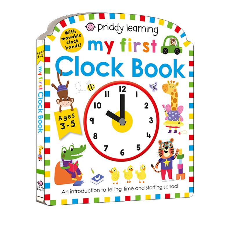 英文原版 Priddy Learning: My First Clock Book 纸板造型书 附可操作时钟 幼儿时间认知动手能力培养 启蒙绘本故事图画 - 图3