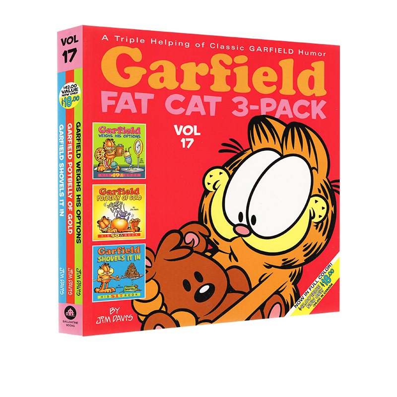 加菲猫英文原版漫画 合集 39个故事三合一 Garfield Fat Cat 3 Pack 经典趣味幽默漫画 儿童图画故事书 Jim Davis进口原版书籍