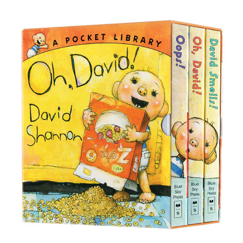 Oops Oh David smells 大卫3册盒装英文原版绘本 David Shannon 宝宝手掌纸板故事书 吴敏兰绘本123书单 亲子情商英语启蒙家庭早教 - 图3