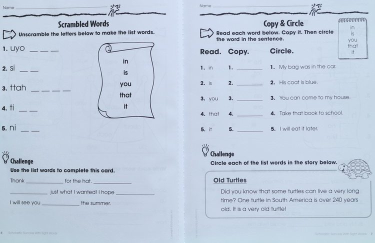 学乐成功系列 Scholastic Success Grammar Writing写作 Reading阅读 Sight Words常见字英文原版小学生家庭练习册-图1