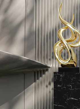 现代客厅样板间玄关软装饰轻奢摆件电视柜旁边落地酒店雕塑工艺品