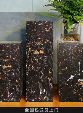 黑白纹雕塑底座大理石石墩