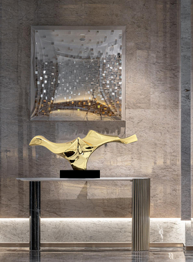 样板间客厅轻奢玄关电镀摆件酒店