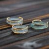 Purely natural A-grade old blue water jade jade plain ring women's ring jade ring running ring concentric ring
