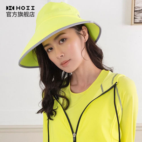 HOII/后益明星同款标语渔夫圆筒防晒帽2WAY造型防风绳大帽檐遮阳 - 图0