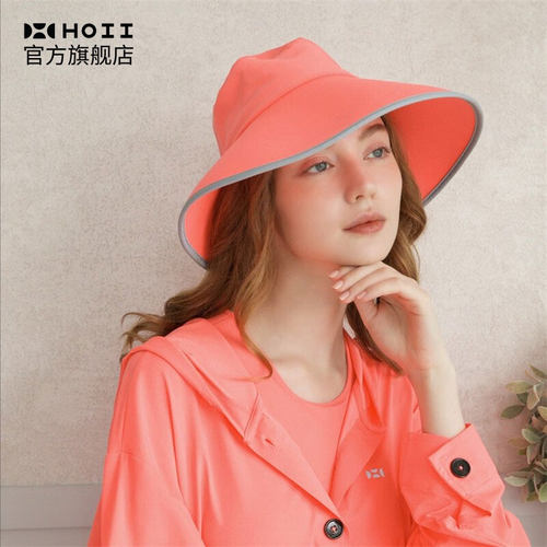 HOII/后益明星同款标语渔夫圆筒防晒帽2WAY造型防风绳大帽檐遮阳 - 图2
