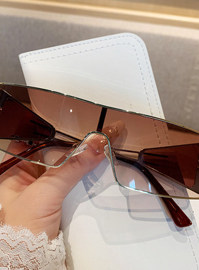 防风Y2K复古金属朋克长方形连体大框墨镜女潮户外时尚百搭太阳镜