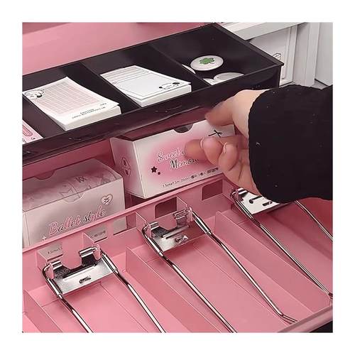 收银箱存钱罐桌面收纳盒大容量儿童家用带锁收纳盒储蓄盒桌面摆件 - 图3