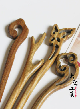 手工雕刻蝴蝶头饰绿檀厂家直销