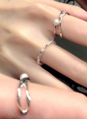 戒指女粗胖手大号大码戒指女胖mm大圈口戒指适合手粗的戒指女叠戴