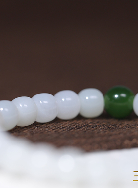 玉奕和田玉籽料白玉圆珠手串