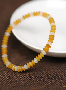 玉奕和田玉籽料白玉飞碟珠手链