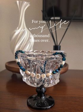 原创设计手工制作精工小众轻奢个性复古珍珠蓝虎眼石贝珠jol项链