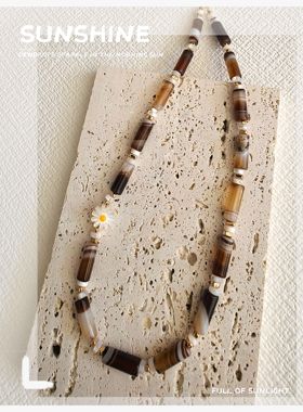 原创设计手工制作小众轻奢个性复古宫廷风天然巴西缠丝玛瑙项链