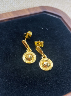 爆闪鸽子蛋耳钉耳环5G工艺蛋面鱼鳞蜂巢沙金耳坠沙金首饰
