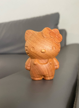 天然陈化老料崖柏木雕猫咪手把件可爱招财猫随身装饰品汽车摆件