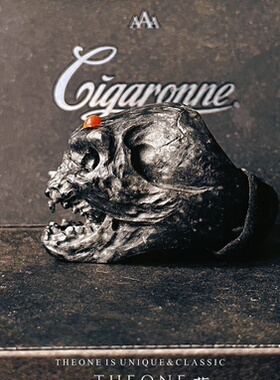 THEONE罕见古董孤品日本纯手工霸气墨玉恶魔头骨骷髅戒指复古指环