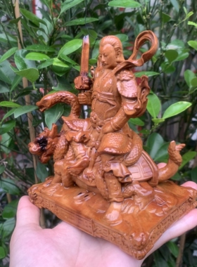 雷击枣木精雕真武大帝木雕玄天上帝道家文化家居装饰摆件荡魔天尊
