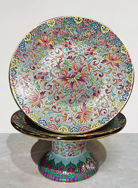 新款陶瓷金口掐丝珐琅供具家用佛前供奉供水杯供果盘香炉花瓶摆件