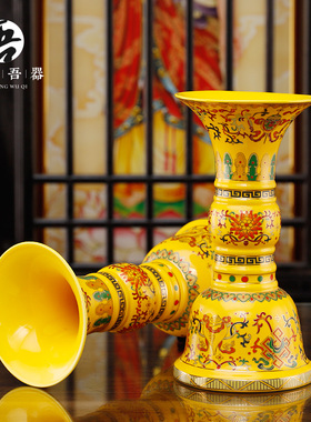 速发八吉祥陶瓷五供套装 器堂五供瓷祠摆件香前佛炉烛台花瓶一套