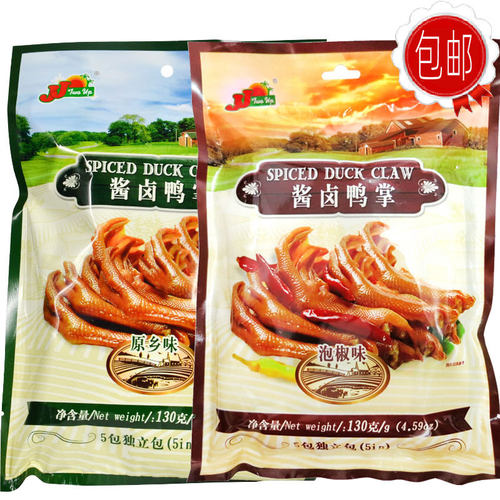 JJ尊杰酱卤鸭掌包装鸭爪香脆鸭掌泡鸭掌原乡味泡椒辣鸡脚卤味特产 - 图3