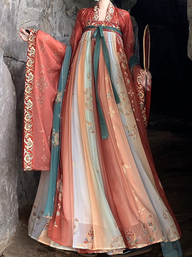 大码汉服女200斤胖mm唐制齐胸大袖春秋薄款学生日常超仙显瘦夏季 - 图0