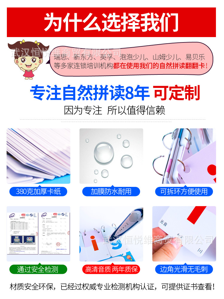 CVCE英语自然拼读台历翻翻卡片phonics小学生英文字母单词教具卡-图1