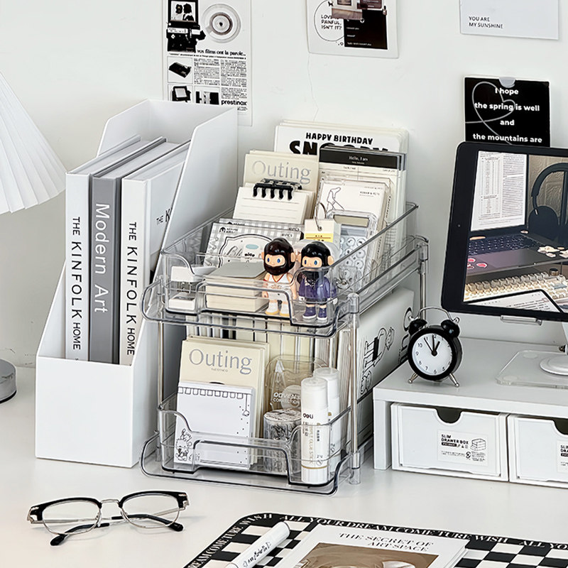 透明亚克力桌面收纳盒多层抽屉式书籍杂物整理架文具文件收纳神器,淘宝优惠券,粉丝福利购,淘宝优惠卷